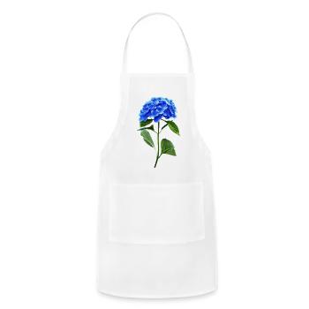 Vivid Blue Hydrangea - Adjustable Apron - white - Front - Julia (174cm)