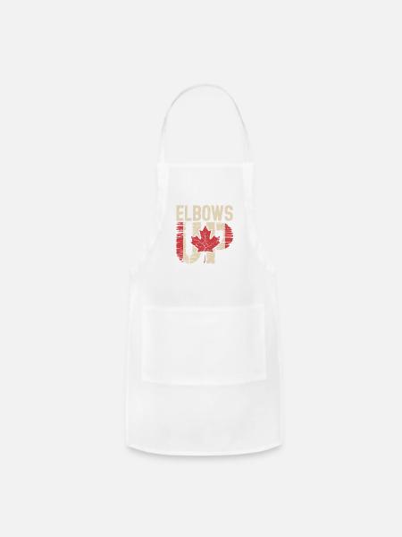 Elbows Up Canada Maple Leaf - Adjustable Apron - white