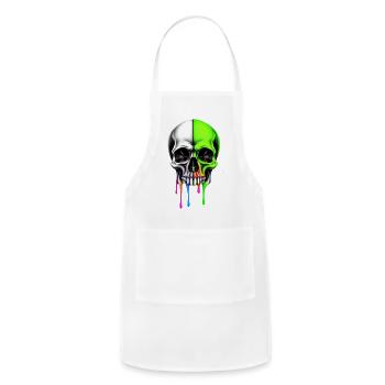 Colorful Dripping Skull Art - Adjustable Apron - white - Front - Julia (174cm)