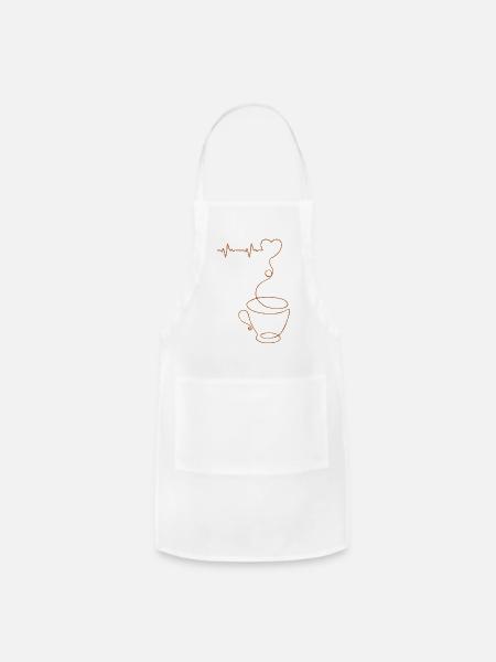Heartbeat Heart Coffee Mug - Adjustable Apron - white