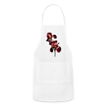 Two Maroon and Yellow Irises - Adjustable Apron - white - Front - Julia (174cm)