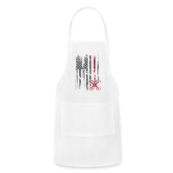 Drone Pilot Racer American Flag Fpv Drone Racing - Adjustable Apron - white - Front - Julia (174cm)