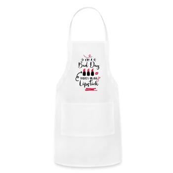 On A Bad Day There Is Lipstick For Girly Things - Adjustable Apron - white - Front - Julia (174cm)