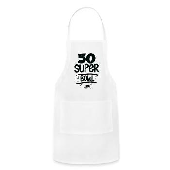 Super Bowl 50 Golden Anniversary Tee - Adjustable Apron - white - Front - Julia (174cm)