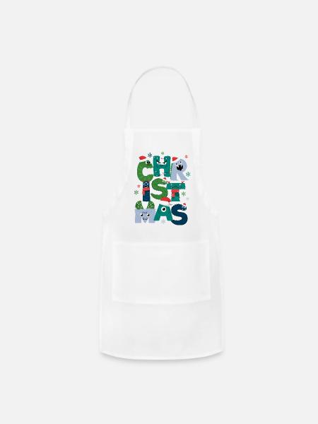 Christmas Festive Monster Letters - Adjustable Apron - white