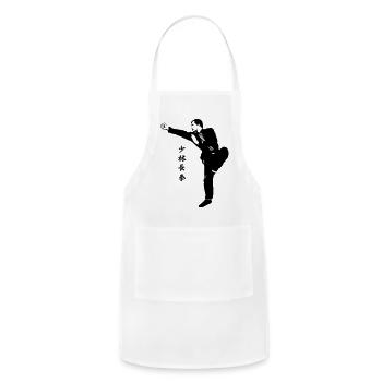 KUNG FU MASTER ! Shaolin Longfist iconic pose - Adjustable Apron - white - Front - Julia (174cm)