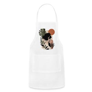 Monstera Silhouette - Adjustable Apron - white - Front - Julia (174cm)