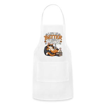 Life Is Better With Cats – Cute Funny Cat Lover - Adjustable Apron - white - Front - Julia (174cm)