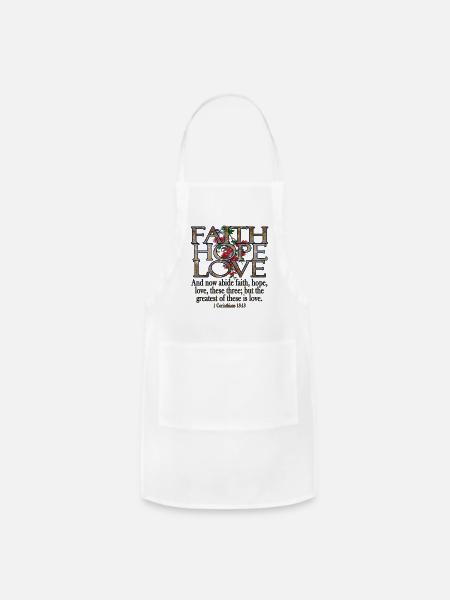 Faith Hope Love Christian Bible - Adjustable Apron - white