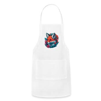 Fox Cub with Flowers - Adjustable Apron - white - Front - Julia (174cm)