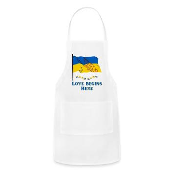 Love begins here stand with ukraine - Adjustable Apron - white - Front - Julia (174cm)
