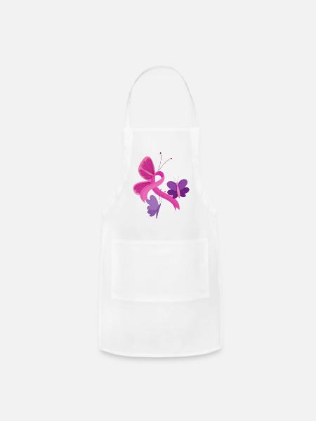 Pink Ribbon Breast Cancer - Adjustable Apron - white
