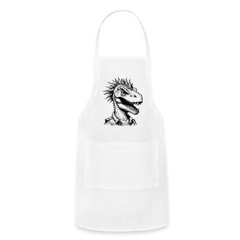 Cool dinosaur in black and white - Adjustable Apron - white - Front - Julia (174cm)
