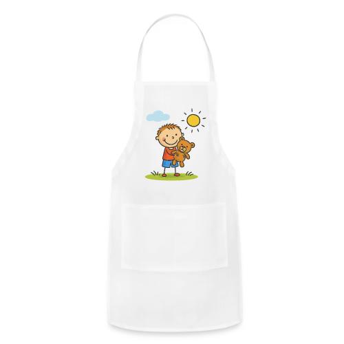 Cute Boy with Teddy Bear Cartoon Shirt - Adjustable Apron