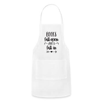 Books Fall Open And I Fall In - Adjustable Apron - white - Front - Julia (174cm)