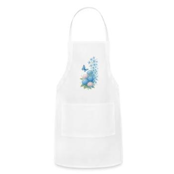 Soft Blue Hydrangea and Butterfly - Adjustable Apron - white - Front - Julia (174cm)
