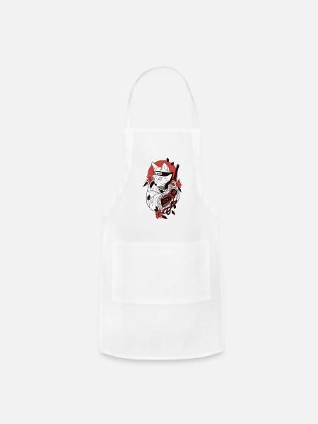 animal cute samurai - Adjustable Apron - white