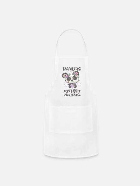 Pandas Are My Spirit Animal I Panda Bear Girl - Adjustable Apron - white