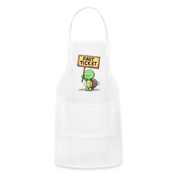 Funny turtle:"fast ticket!" - Adjustable Apron - white - Front - Julia (174cm)
