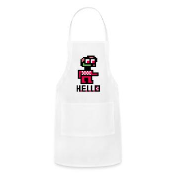 Pixel Art with the phrase hello - Adjustable Apron - white - Front - Julia (174cm)