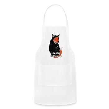 Cool Fox in Hoodie Holding Dagger - Adjustable Apron - white - Front - Julia (174cm)