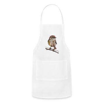 Whimsical Nature little green Bird - Adjustable Apron - white - Front - Julia (174cm)