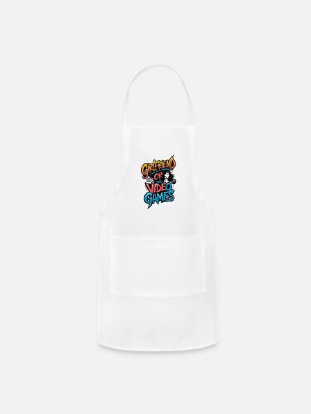 Girlfriend or Video Games - Adjustable Apron - white