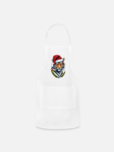Tiger Christmas Hat Logo - Adjustable Apron - white
