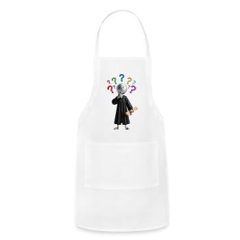 Thoughtful Grad with Question Marks - Adjustable Apron - white - Front - Julia (174cm)