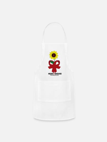 HEART DISEASE AWARENESS - Adjustable Apron - white