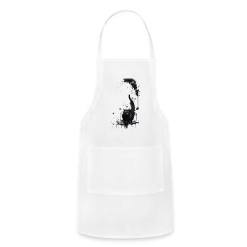 A cat ink droping, black and white design - Adjustable Apron - white - Front - Julia (174cm)