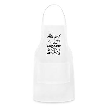 This Girl Runs On Coffee And Anxiety Ii - Adjustable Apron - white - Front - Julia (174cm)