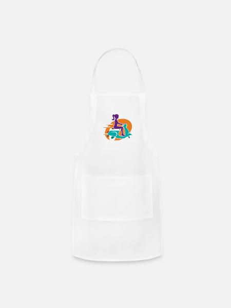 Girl Riding Moped - Adjustable Apron - white