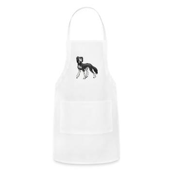 Dog Saluki Feathered Black And Silver - Adjustable Apron - white - Front - Julia (174cm)