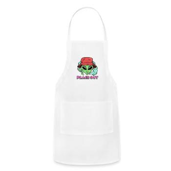 Peace Out Hippie Raver Alien Music Festival - Adjustable Apron - white - Front - Julia (174cm)