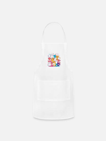 Cute Bunch Of Cats - Adjustable Apron - white