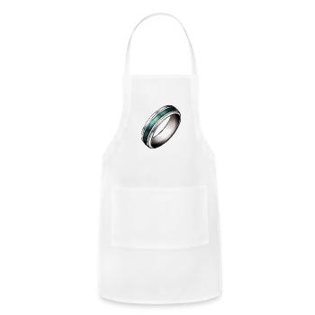 Silver Ring With Green Inlay Jewelry - Adjustable Apron - white - Front - Julia (174cm)
