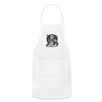 Assertive Cat with "Stop Cat Calls" Badge - Adjustable Apron - white - Front - Julia (174cm)