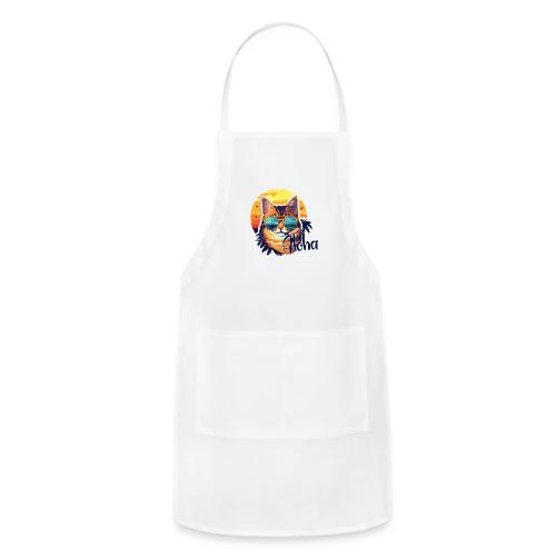 Funny Cat in Hawaiian Aloha Sunglasses - Adjustable Apron