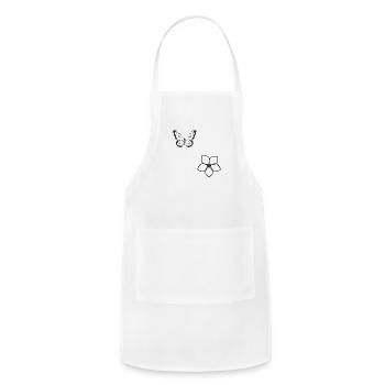 Abstract Metallic Silver Butterfly And Flower - Adjustable Apron - white - Front - Julia (174cm)