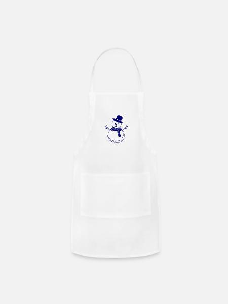 snowman in pen drawing style. - Adjustable Apron - white