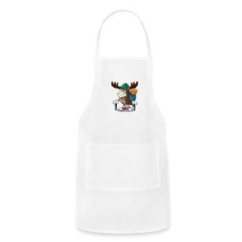 moose with hiking gear - Adjustable Apron - white - Front - Julia (174cm)