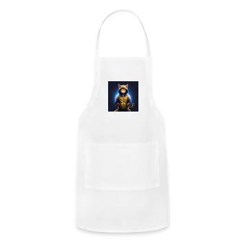 Cat wearing geta oodie standing evil look full bod - Adjustable Apron - white - Front - Julia (174cm)