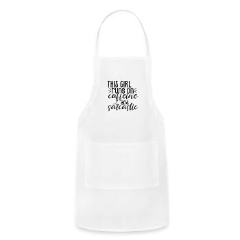 This Girl Runs On Caffeine And Sarcastic - Adjustable Apron - white - Front - Julia (174cm)