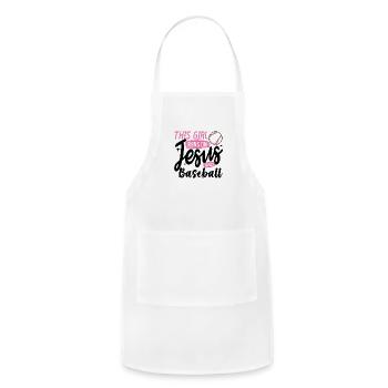 This Girl Runs On Jesus and baseball - Adjustable Apron - white - Front - Julia (174cm)