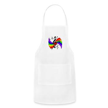 Music clef with rainbow and musical notes - Adjustable Apron - white - Front - Julia (174cm)