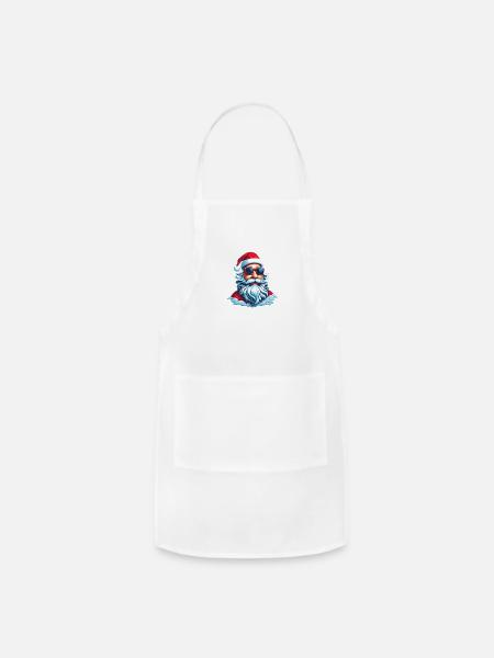 sunglasses santa christmas - Adjustable Apron - white