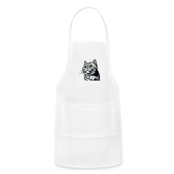 BKH Silver Tabby Comic - Adjustable Apron - white - Front - Julia (174cm)