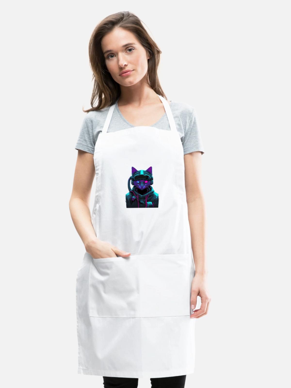 BLUE CAT !! - Adjustable Apron - white - Front - Julia (174cm)