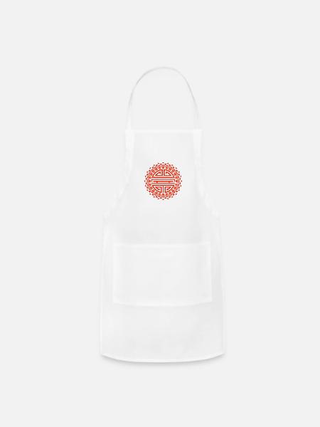Shou - Longevity Mandala - Adjustable Apron - white